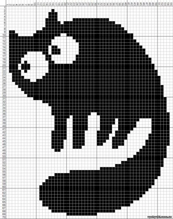 Вышивка кот черно белый