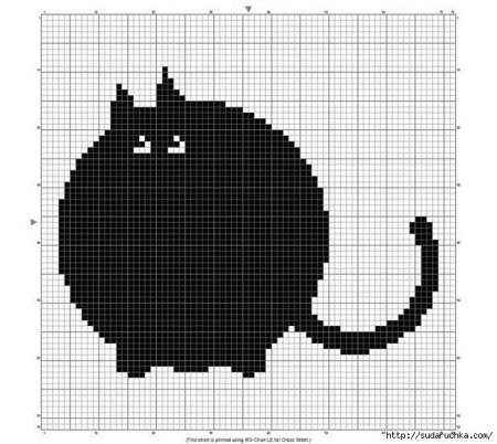 Вышивка крестом монохром кошки