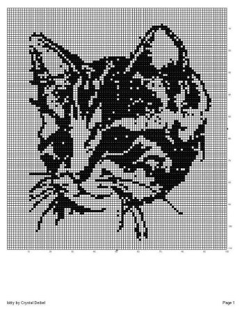 Монохромная вышивка крестом кошки