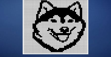 Хаски по клеточкам в тетради