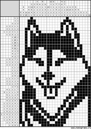 Рисунки по клеточкам хаски