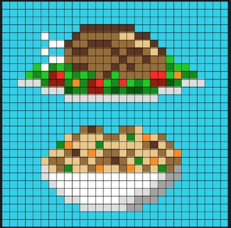 Рисование по клеточкам еда маленькие