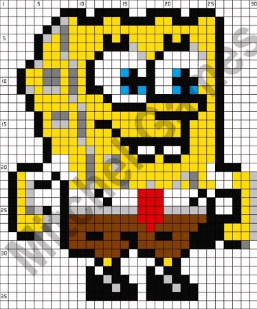 Рисование по клеточкам губка Боб