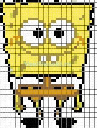 Рисование по клеточкам Спанч Боб