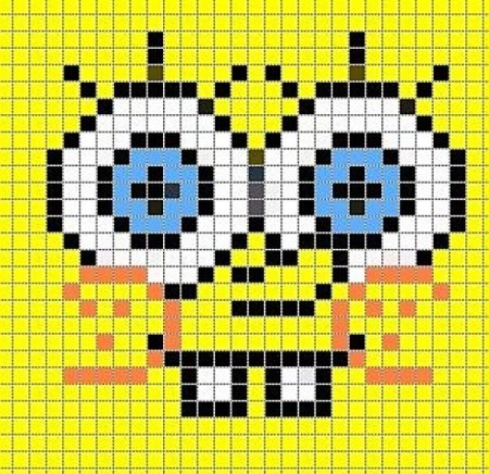 Рисование по клеточкам губка Боб