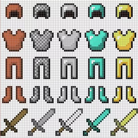 Картинки из МАЙНКРАФТА по клеткам