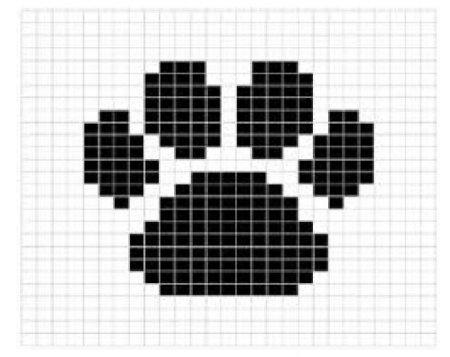 Лапка по клеточкам в тетради