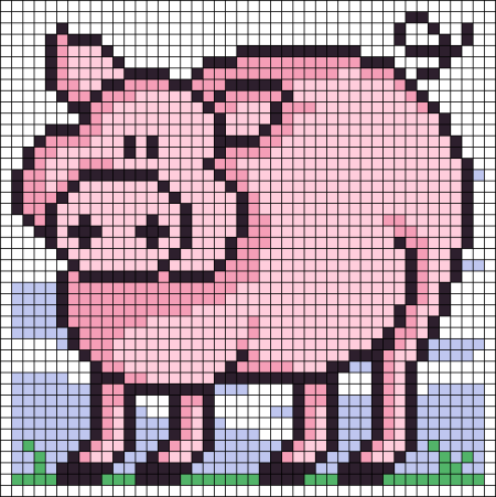 Рисунки по клеточкам свинья