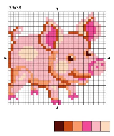 Вышивание крестиком поросенка