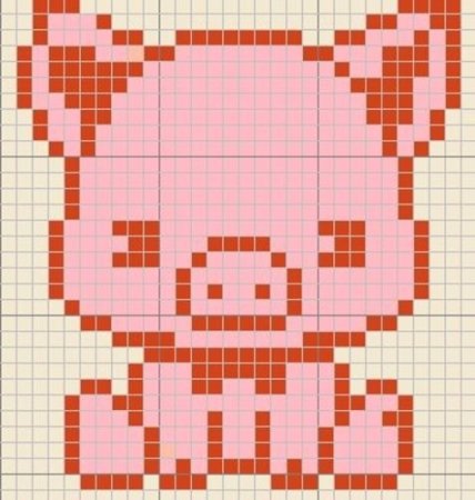 Свинья по клеточкам