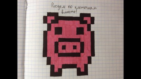 Рисование по клеточкам свинью