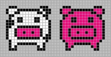 Рисование по клеточкам свинью