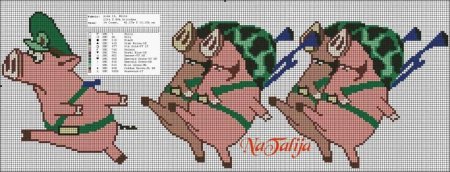 Рисунки по клеточкам свинья