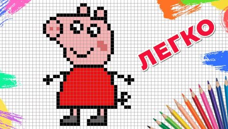 Рисунки по клеточкам Свинка Пеппа маленькая