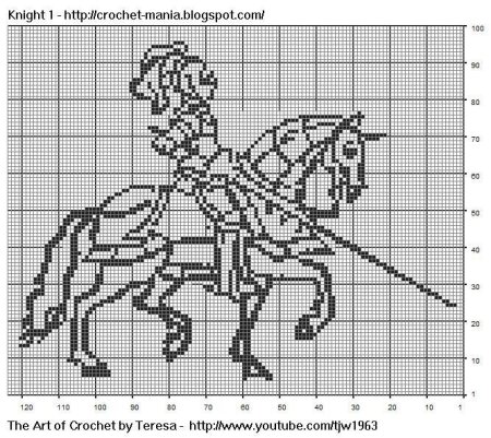 Монохромная вышивка крестом Рыцари