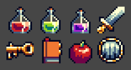 Магические предметы пиксель арт