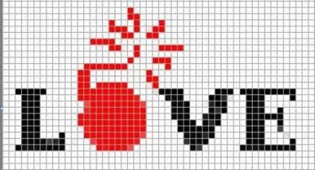 Рисунки по клеточкам надписи