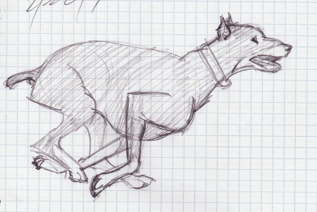 Доберман по клеточкам в тетради