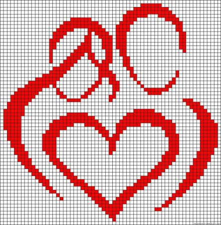 Схемы вышивки крестом сердечки