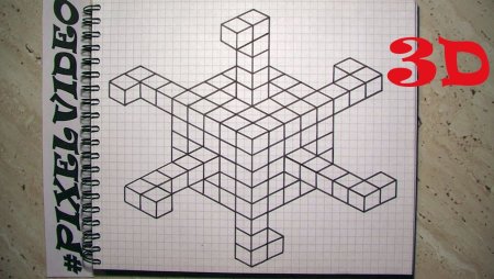 3д рисунки по клеточкам в тетради