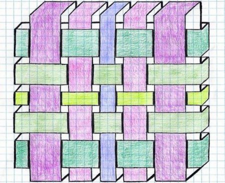 Объёмные фигуры по клеточкам в тетради