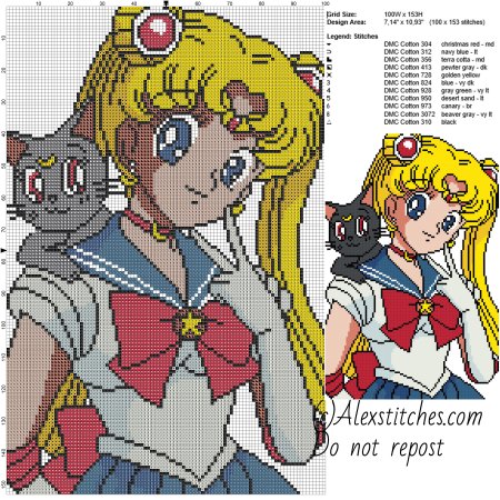 Вышивание крестиком Сейлор Мун