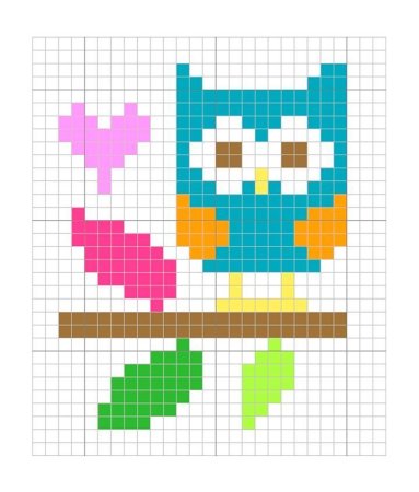 Рисунки по клеточкам Сова