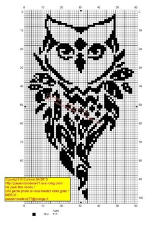 Монохромная вышивка крестом Сова