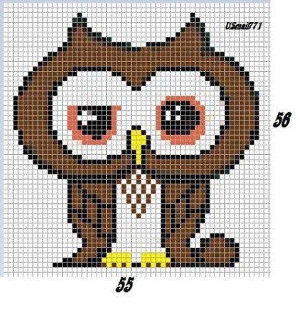 Рисунки по клеточкам Сова