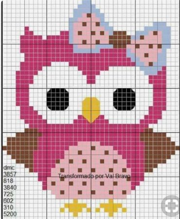 Схема для вышивания крестиком Сова