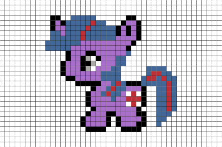 Пони по клеточкам в тетради лёгкие