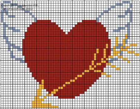 Рисунки в клеточку сердечко