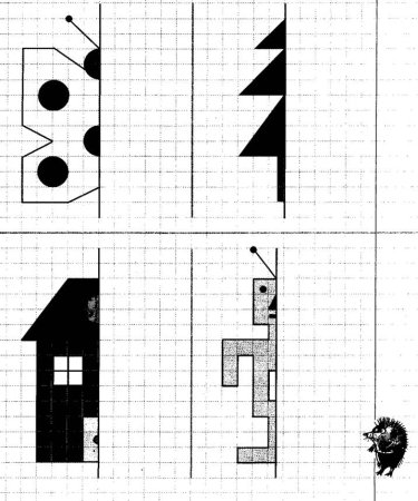 Симметрия по клеточкам для детей