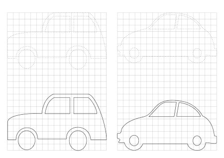 Машинки по клеточкам в тетради