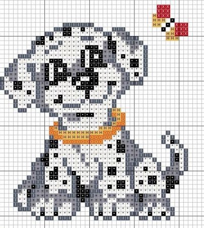 Рисунки по клеточкам далматинец