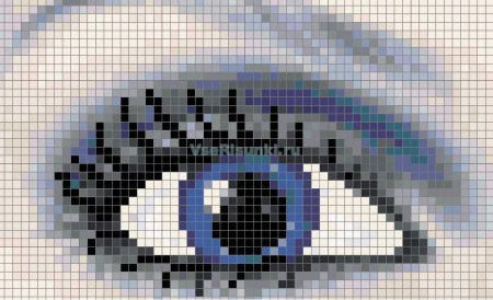 Глаз по клеточкам в тетради