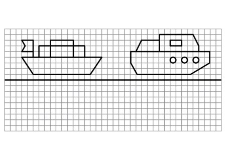 Рисунок катера по клеткам