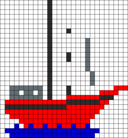 Корабль по клеточкам в тетради