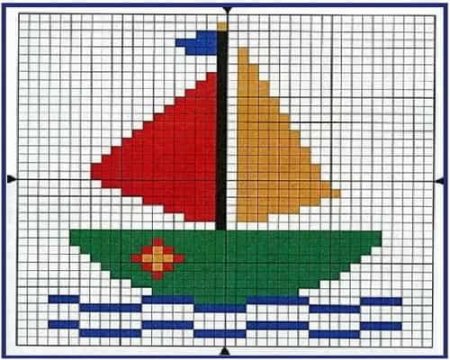 Вышивание крестиком кораблик