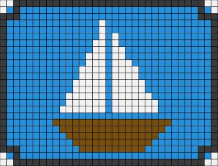 Корабль по клеточкам в тетради