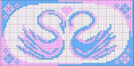 Рисунок лебедь в клеточку