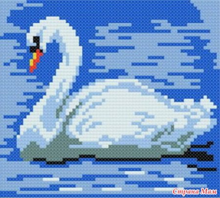 Лебеди по клеточкам для вышивания