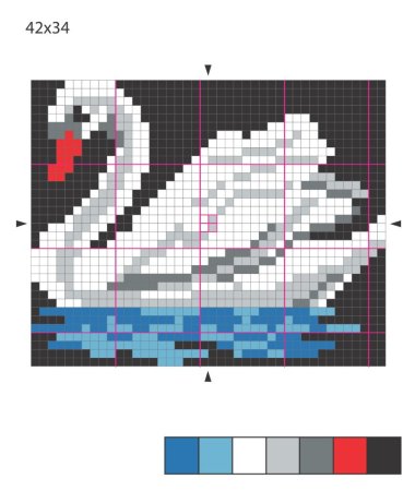 Лебеди по клеточкам для вышивания