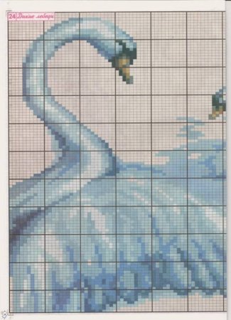 Вышивка крестиком лебеди