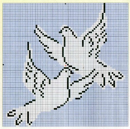 Вышивка голуби