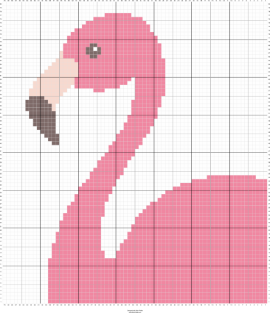 Рисунки по клеточкам Фламинго