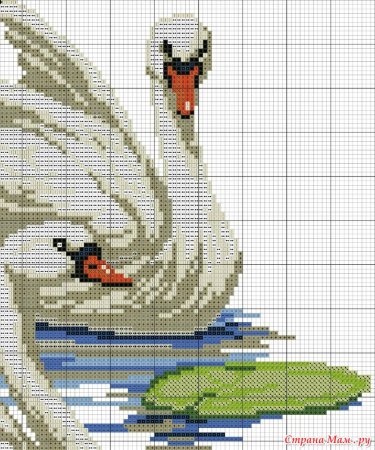 Вышивание крестом лебеди