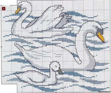 Схема вышивки лебеди