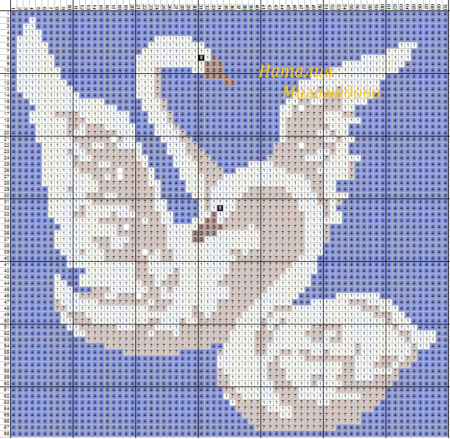 Филейное вязание лебеди