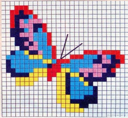 Бабочка по клеточкам